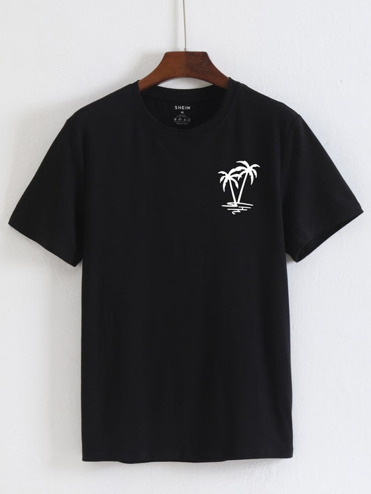 Men Tropical Print Tee